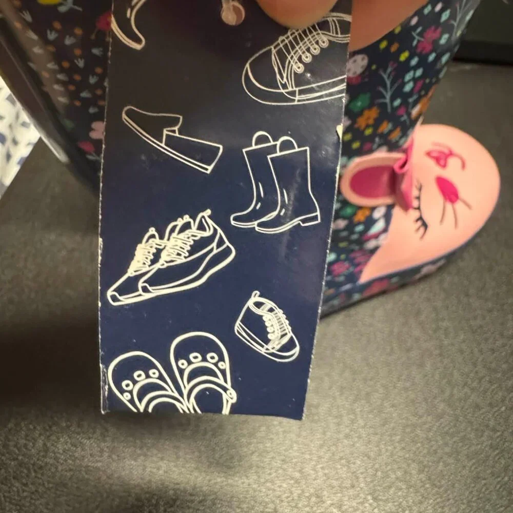 Toddler Bunny Rain Boots Pink Floral Waterproof Rubber Shoes Size 3